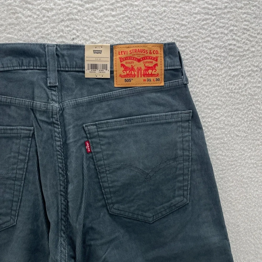 Levis 505 Pants Mens 31x30 Slate Gray Corduroy Pinwale Regular Straight Preppy